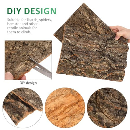 TOYANDONA 2pcs Natural Cork Bark Terrarium Background - 11. 8x7. 9in Reptile Climbing Mat Hideout, Habitat Decor for Bearded Dragon Lizard Gecko Spider Turtle Tank Supplies