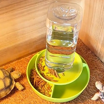 2 in 1 Reptile Food Feeders Bowl Water Bottle, Automatic Water Dispenser Reptile Feeder Kit for Amphibian Lizard Bearded Dragon Snake Feeding (Green) - color: Green