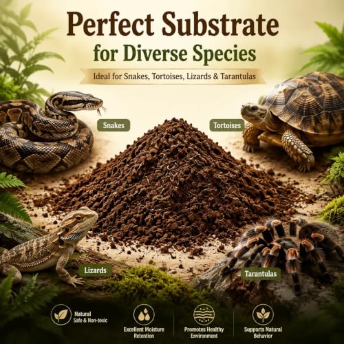 2PCS Reptile Soil Substrate, Bioactive Terrarium Soil & Moisture Retaining Substrate for Snake Bedding, Tortoise, Hermit Crab, Tarantulas, Lizards – Reptile Tank Bedding