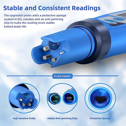 pH Salt Meter 5 in 1 pH TDS EC Salinity Tester for Pool Spa Aquarium | Swimming Pool Salinity Meter for Hydroponic Household Drinking Water Hot Tub Home Brewing Fish Tank… - color: 5 IN 1 Blue Color