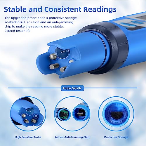 pH Salt Meter 5 in 1 pH TDS EC Salinity Tester for Pool Spa Aquarium | Swimming Pool Salinity Meter for Hydroponic Household Drinking Water Hot Tub Home Brewing Fish Tank… - color: 5 IN 1 Blue Color
