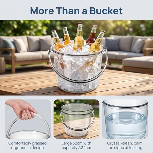 Water Bucket with Lid Laundry Bucket Transparent Portable Multipurpose Fishing Bucket Bathing Household Bucket for Fishing Beach Garden