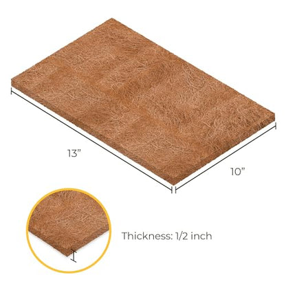 SunGrow Coco Fiber Hermit Crab & Reptile Carpet, Gecko Terrarium Liner, and Floor Bedding Substrate & Supplies, Climbing Wall Carpet & Mat for Hermit Crabs, 10" x 13", 1 Piece Per Pack