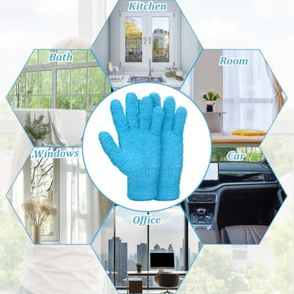 Abeillo Microfiber Gloves for Plants Dusting Cleaning, Reusable Washable Cleaning Gloves Mittens House Cars Blinds Dusting - color: Navy Blue