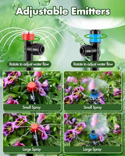 240FT Drip Irrigation System Kits - Automatic Garden Watering Sprinkler with 1/2 & 1/4 inch Tubing Hose Patio Misting Plant Irrigation Water Equipment Quick Connector for Greenhouse Flower Beds Lawn - size: 240FT:33FT Main tube+207FT 1/4 tube