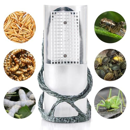 Chameleon Feeding Bowl, Resin Vine Reptile Feeder with Grid Plate for Insect to Climb and Move, Reptile Hunting Bowl with Suction Cup for Chameleon, Lizard, Bearded Dragons, Iguana, Gecko, Frog