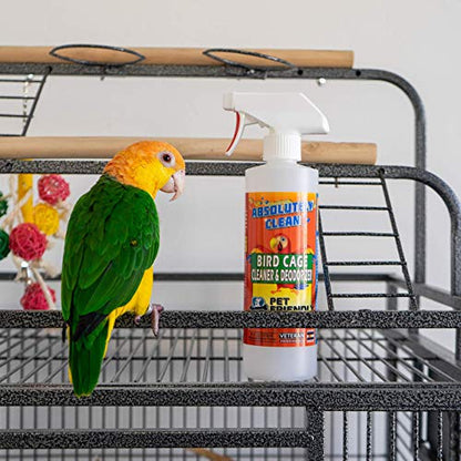 Absolutely Clean Amazing Bird Cage Cleaner and Deodorizer - Just Spray/Wipe - Safely & Easily Removes Bird Messes Quickly and Easily - Made in The US - Fragrance Free - 16oz (Pack of 2) - style: 16 Fl Oz (Pack of 2)