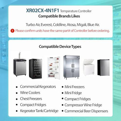 XR02CX-4N1F1 Temperature Controller Compatible with Dixell, 120V | 120V 50/60Hz, compatible with Dixell XR02CX-4N1F1, NTC probe, for refrigeration and heating equipment - style: XR02CX-4N1F1