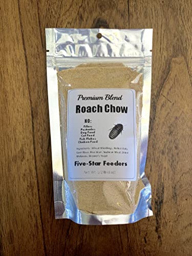 1/2 lb. Roach & Cricket Chow – Balanced Protein, Calcium-Fortified Diet by Five-Star Feeders – Resealable Mylar Bag - size: 8 Ounce (Pack of 1), style: Resealable Mylar Bag