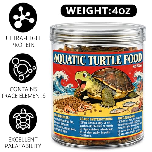 Buffet Blend Aquatic Turtle Food with Fish, Shrimp Proteins | Tortoise Food Pellets for Red-Eared Slider, Map, Painted, Box Turtle, Musk & Snapping Turtles (4 oz)