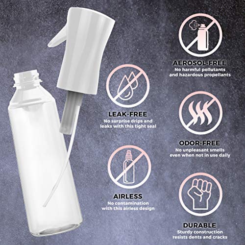 Hair Spray Bottle Continuous Water Mister Spray Bottle Empty Ultra Fine for Hair Styling, Pets, Plants, Cleaning, Misting & Skin Care, Salons, for Taming Hair in Morning, Curly Hair, Essential Oil Scents & More