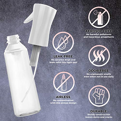 Hair Spray Bottle Continuous Water Mister Spray Bottle Empty Ultra Fine for Hair Styling, Pets, Plants, Cleaning, Misting & Skin Care, Salons, for Taming Hair in Morning, Curly Hair, Essential Oil Scents & More