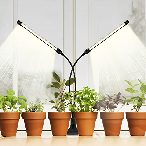 bseah Plant Grow Light for Indoor Plants, Full Spectrum Indoor Grow Light, 10-Level Dimmable and Auto ON & Off Timer (2 Head 2 Pack) - style: 2 Tubes 2 Pack