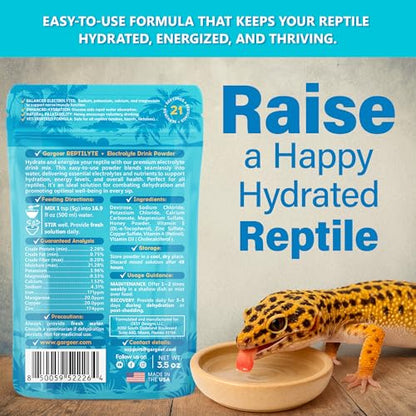 Gargeer 3.5oz Electrolyte Drink Supplement for All Reptiles. Made in USA | Science-based electrolyte powder! Dissolves easily to restore fluid balance during shedding, heat stress & travel