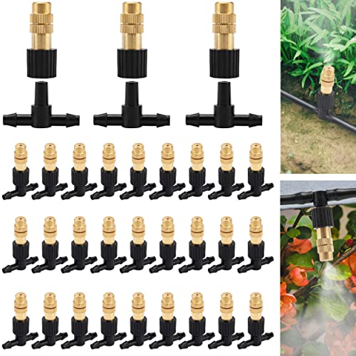 40Pcs Three-Way Atomizing Nozzle Micro Spray Drip Irrigation Mister Emitter | Adjustable Sprinkler Drip Irrigation Mister Kit with Drip Irrigation Connector for 1/4 inch Drip Irrigation Tubing - color: 40pcs