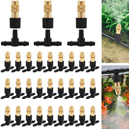 40Pcs Three-Way Atomizing Nozzle Micro Spray Drip Irrigation Mister Emitter | Adjustable Sprinkler Drip Irrigation Mister Kit with Drip Irrigation Connector for 1/4 inch Drip Irrigation Tubing - color: 40pcs