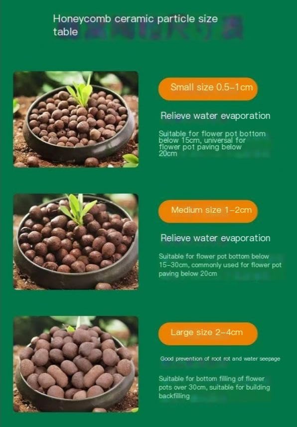 Hydroponics Clay Pebbles Lightweight Ceramsite Water Retention Porous Balls - color: 2 lb, size: Small (5-10mm)