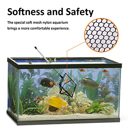 Aquarium Fish Net, 6 Inch Fine Mesh Fish Tank with Extendable 9-24 inch Long Handle - size: 6 inch
