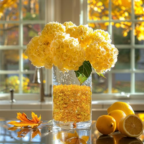 1.3 LB Crushed Glass Broken Fire Glass Pieces for Crafts,Resin Arts,Yellow | Crush Terrarium Rocks Stones for Fire Pit,Succulents,Fall Vase Fillers,Candle Holder Filler - color: Yellow