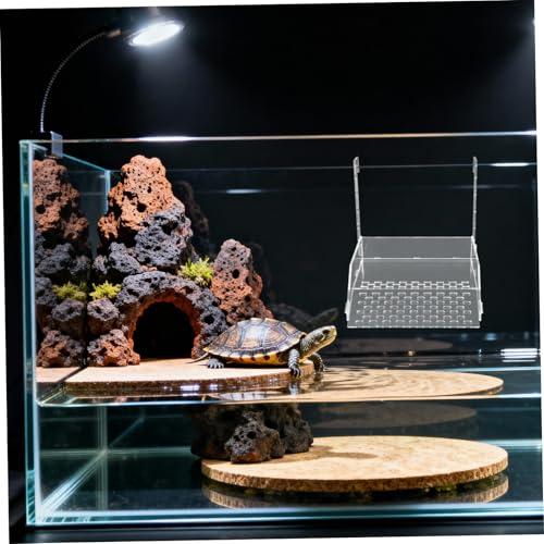 Kichvoe Large Acrylic Hanging Turtle Basking Platform Ramp for Aquarium Tanks, Floating Dock for Aquatic Turtles, 7.3x6.9x6.3in, Suitable for Reptile Terrarium Bowls