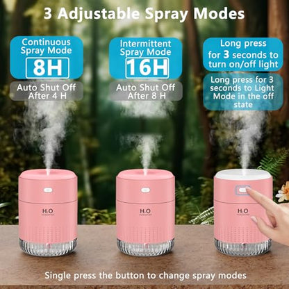 SZO Plant Humidifier Indoor, 500ml Pink with Colorful Lights | Small Humidifiers for Plants, Travel, Bedroom, Office Desktop, Baby Room - color: Pink1.0