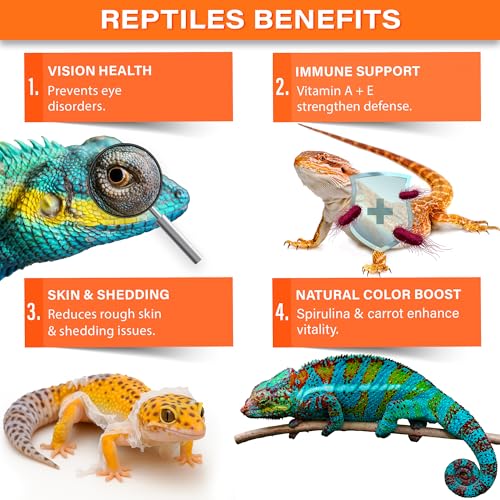 3oz Reptiles Vitamin A Supplement. Skin & Vision Support, USA Made | Balanced Vitamin A dust with carrot, spirulina & Vitamin E. Safe twice-monthly powder coats salads, fruits & insects