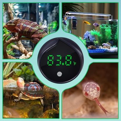Removable Aquarium Water Thermometer with Touch Screen Digital Fish Tank Thermometer LED Display ±1℉/0.5℃, Fish Tank Accessories for Betta, Axolotl, Shrimp, Turtle, Reptile and Aquatic (Dark Blue)