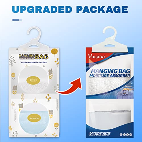 Vacplus Moisture Absorber, 5Pack Hanging, Strong Absorption, Unscented | Closet, Enclosed Spaces, Bathroom, Odor Eliminator, Dehumidifier Bags, 9.8 OZ - size: 5 pack