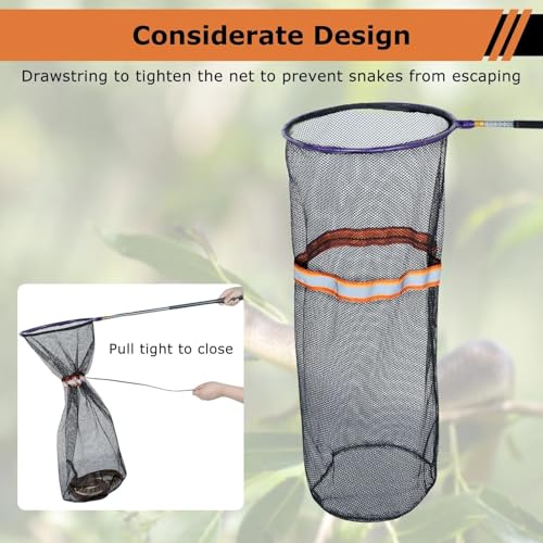 Snake Catcher Net, Rattlesnake Grabber Hnadling Tool, Reptile Catch Telescopic Pole Stick, Rattle Snake Removing and Catching Picke Extends to 59 Inches