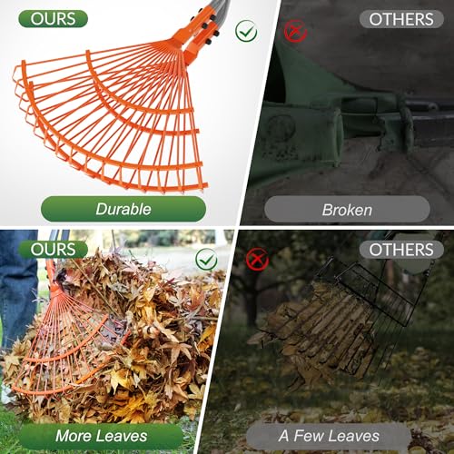 Walensee Leaf Grabber Rake, Long Handle Yard Debris Collector for Lawn | Scoop Leaves, Grass Clippings And Yard Debris Without Bending Or Touching. Steel Claws Secure Waste For Quick Cleanup.