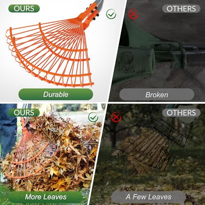 Walensee Leaf Grabber Rake, Long Handle Yard Debris Collector for Lawn | Scoop Leaves, Grass Clippings And Yard Debris Without Bending Or Touching. Steel Claws Secure Waste For Quick Cleanup.