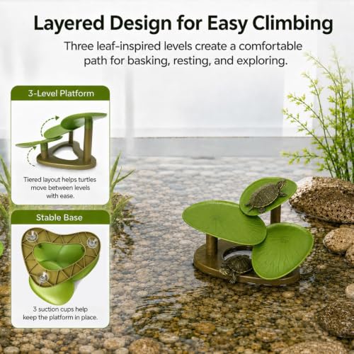 Turtle Basking Platform, Leaf Shape Turtle Resting Platform, Turtle Tank Decor, Aquatic Turtle Dock, for Aquarium Accessories for Small and Medium Sized Reptiles, Frogs and Turtles (S) - size: S