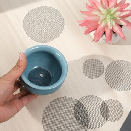 JJUNW 150 Pcs Flower Pot Hole Mesh Pad, 2 3 4 Inch Assorted Sizes Rounds Drainage Hole Mesh Pad, Plant Drainage Screens Gasket for Bonsai Bottom Prevent Soil Leaking