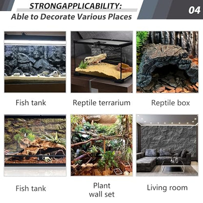 23.6x17.7in Rock Terrarium Background,3D Reptile Tank Background Board,Amphibian Stereo Backdrop Wall,Lizard Snake Gecko Spider Turtle Fish pet silo Background Decorative Panel(Paleyellow) - color: Paleyellow-23.6"* 11.8"（1pcs）