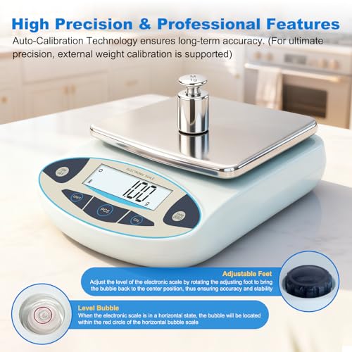Lab Scale 5000g x 0.01g, High Precision Digital Analytical Balance | 0.01g accuracy, backlit LCD. Ideal for lab, jewelry, kitchen, research. Tare, calibration, stainless steel platform