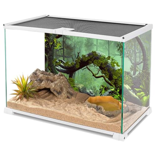 30x12 inches Reptile Habitat Background Foggy Forest Terrarium Backdrop | AWERT Tropical Rainforest Stone Green Tree Aquarium Background, Durable Polyester - size: 30x12in/75x30cm