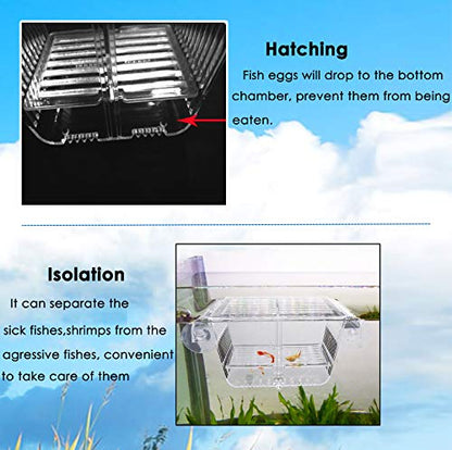 Cepetsma Fish Breeder Box - Hang-on Nursery Fish Tank With Breeding Hatchery, Perf for Aggressive & Injured Species - size: M