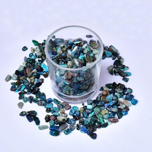 Erliway 7-9mm Chrysocolla Healing Crystal Chips for Crafts, 100g | Natural Crushed Crystal Stones Tumbled Chips for Vase Filler Aquarium Gravel, Meditation Chakra Balancing, Candle DIY Making - color: Chrysocolla