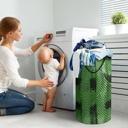 Green Snakeskin Laundry Hamper Tall Laundry Basket Collapsible Dirty Clothes Hamper Large Laundry Bin Freestanding Laundry Bag for Laundry Room Bedroom Bathroom Dorm
