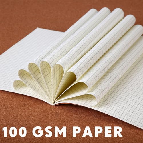 100 Pcs Journals Notebooks Bulk - Kraft Softcover A5 Small Notebooks 5.5 Inch x 8.3 Inch Notepads with 60 Page 30 Sheet for Writing Sketch Travel Office Supplies(Brown,Grid) - color: Brown, style: Grid