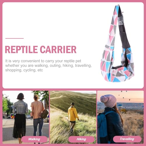 Ipetboom Adjustable Reptile Carrier Sling Bag with Colorful Triangle Strap Lightweight Bearded Dragon Holder for Hiking Traveling and Outdoor Use