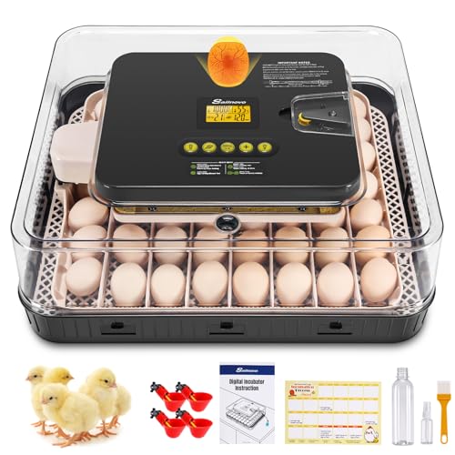 Sailnovo 56 Egg Incubator for Hatching Eggs with Automatic Egg Turning Gray | Auto Humidification, Stable Temperature Control, Built-in Candler, View Window, Alert System for Lab School Farm - color: Gray