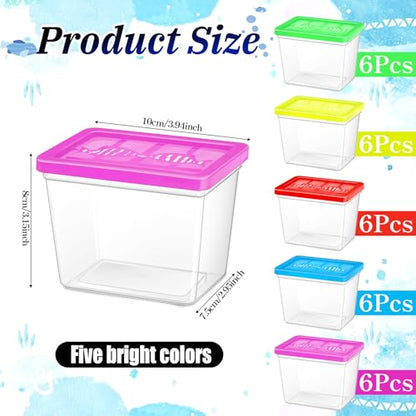30 Pack 12 oz Plastic Fish Bowls with Lids Plastic Reptile Terrariums Carrier Cage Hatching Container Rectangle Gold Fish Bowls Transparent Turtle Aquarium for Adults Centerpieces Party Decoration