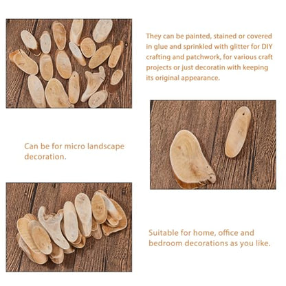 SUPERFINDINGS 300g Natural Driftwood Pieces DIY Dried Wood Sticks Oval Wooden Craft Slices Frames Wreath Surf Art Beach Decor for Crafting Card Making Embellishments Photo Props