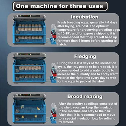 Egg Incubator, 192/256/500 Egg Incubator, Poultry Hatcher Machine with Automatic Egg Turning, Temperature & Humidity Control and LED Screen, General Purpose Incubator for Chickens Ducks Birds,500 - size: 500