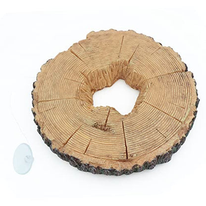 AQUA KT Aquatic Turtle Tree Trunk Round Freestanding Floating Dock Island Climbing Basking Platform Large Non Slip with Suction Cup, for Pond and Amphibian Reptile Terrarium Habitat - color: Large