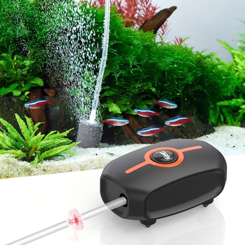 hygger Ultra Quiet Aquarium Air Pump, 2W Fish Tank Air Pump with Accessories, Powerful Oxygen Aerator Pump with Air Stone,Check Valve, Air Tube, Aquarium Bubbler for 1-20 Gallon Fish Tank, Hydroponic - size: S-(Up to 20 Gallon)