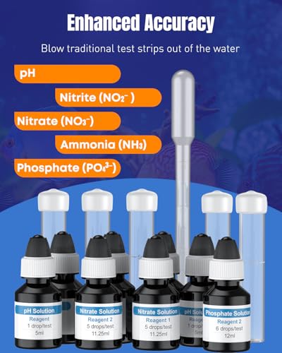 Pawfly 5 in 1 Aquarium Water Master Test Kit, Fish Tank Water Testing Kit | Aquarium Water Test Kit for pH Nitrite Nitrate Ammonia & Phosphate, Aquarium Test Kit for Freshwater & Saltwater Fish Tanks - color: Blue Standard Kit Pack