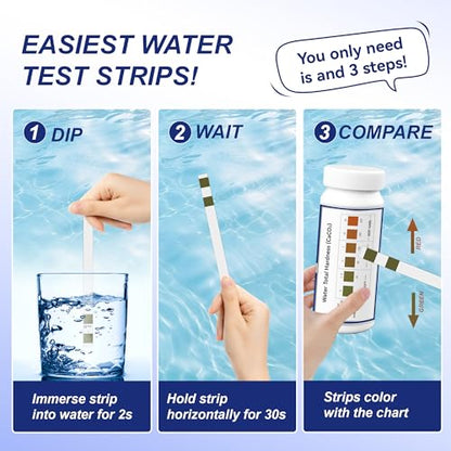 Water Hardness Test Kit,150 Strips-Double Color Pads with Sample Tube | Hard Water Test Kit for Home,Drinking Water Tap Water Well Pool Spa Water Softener Quick Accurate Water Quality Testing Kit