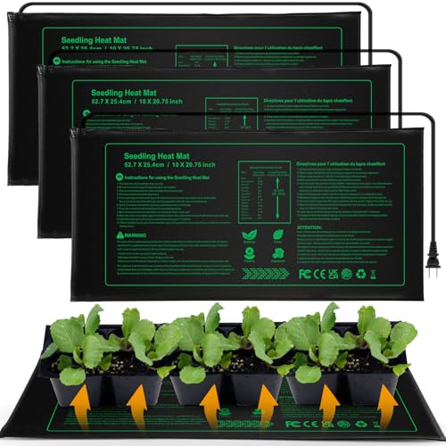 Seedling Heat mat | 3 Pack | Durable Waterproof | Heat Mats for Seed Starting,Seed Germination Heating Mat 10 x 20.75 Inch - size: 3 Pack Seedling Heat mat